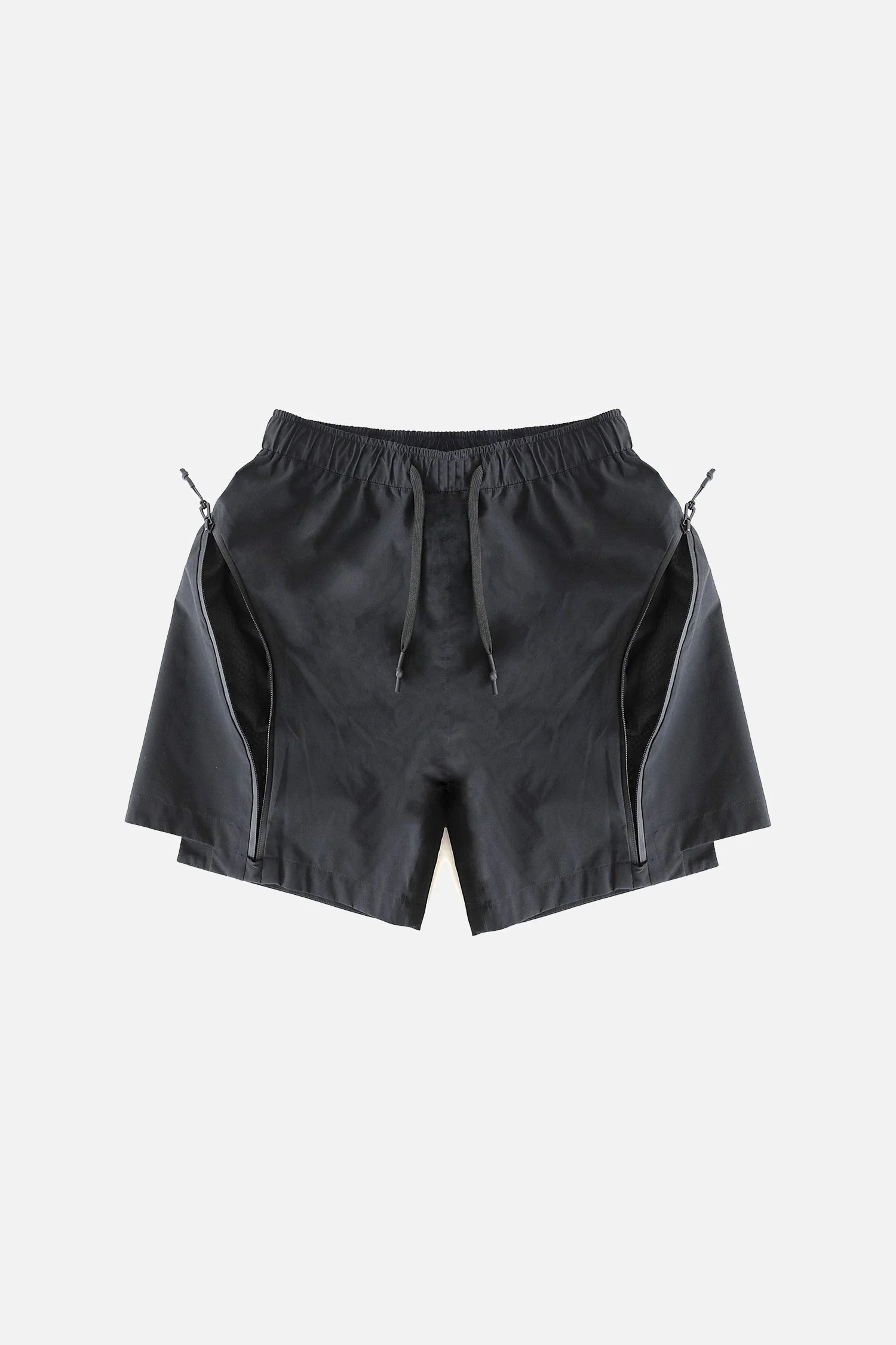 CARGO SHELL SHORTS - matte black nylon — SACHRAGA